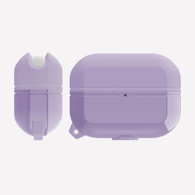 Soft silicone and TPU protective Case for AirPods Pro with carabiner. Raptic journey in purple.#color_purple