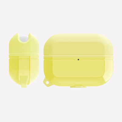 Soft silicone and TPU protective Case for AirPods Pro with carabiner. Raptic journey in yellow.#color_yellow