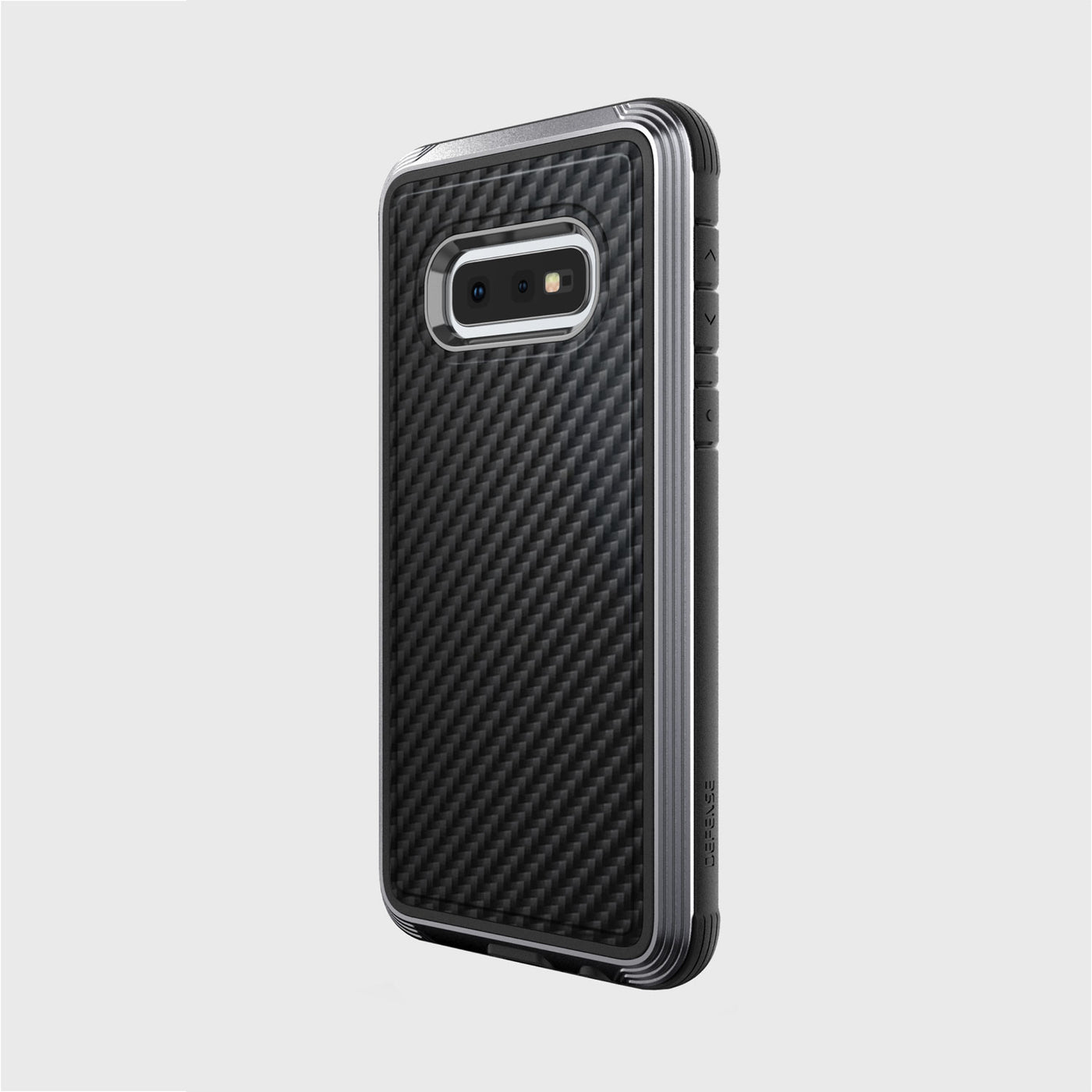 Luxurious Case for Samsung Galaxy S10e. Raptic Lux in black carbon fiber.