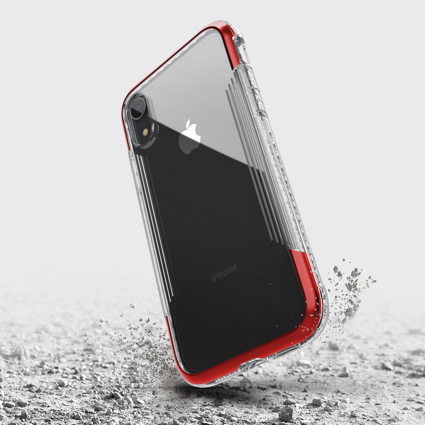 Transparent Case for iPhone XR. Raptic Air in red.#color_red