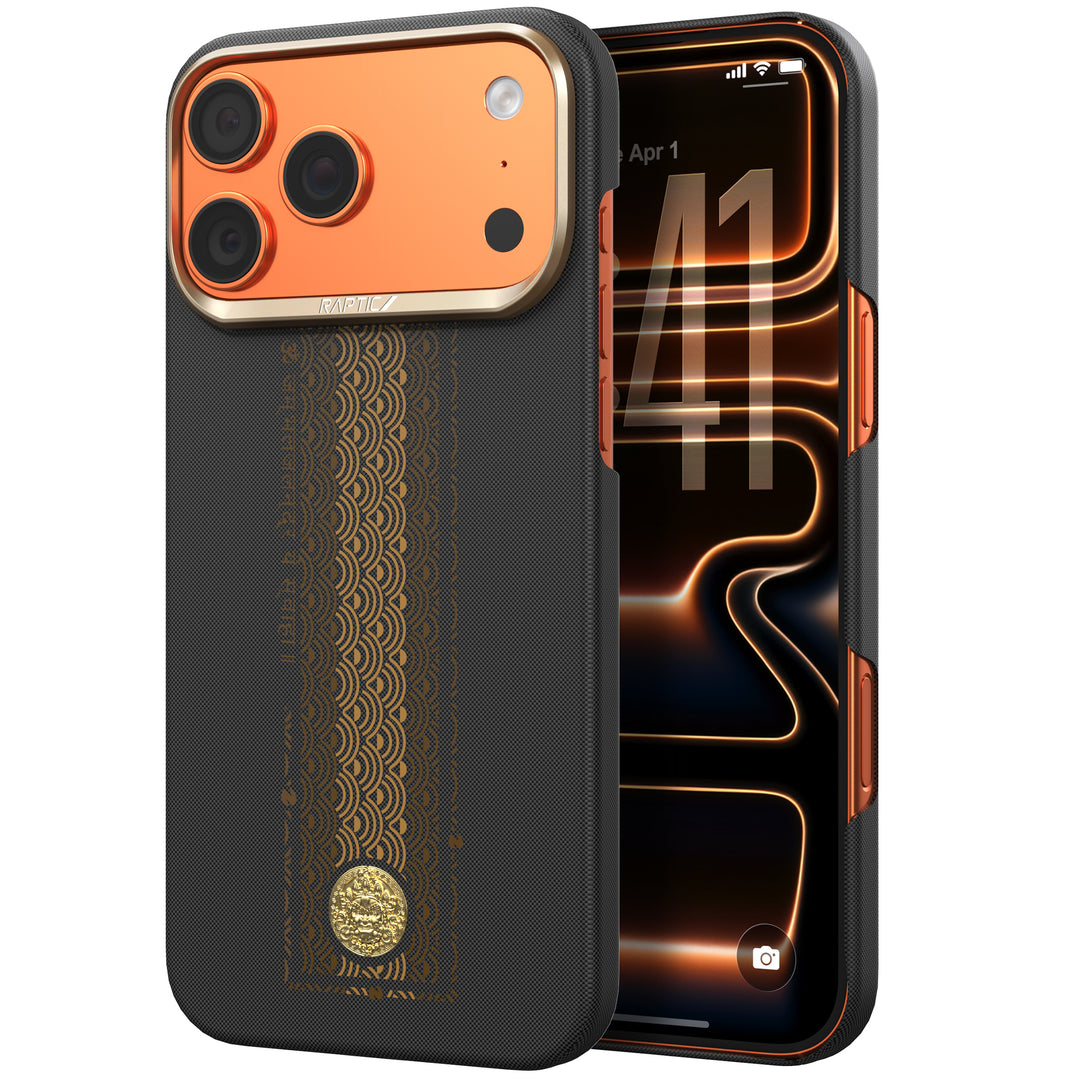 Raptic Aramid Fortune Case for iPhone 17 Pro Max-24K Gold Dipped Yello