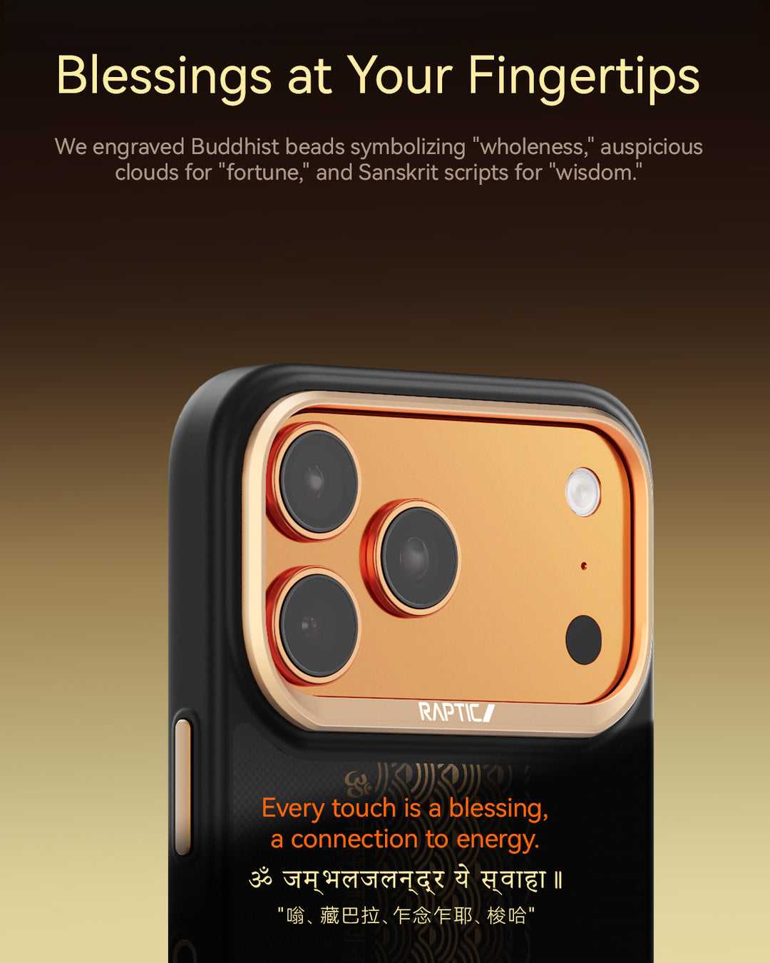 Raptic Aramid Fortune Dual Case for iPhone 17 Pro Max-24K Gold Dipped