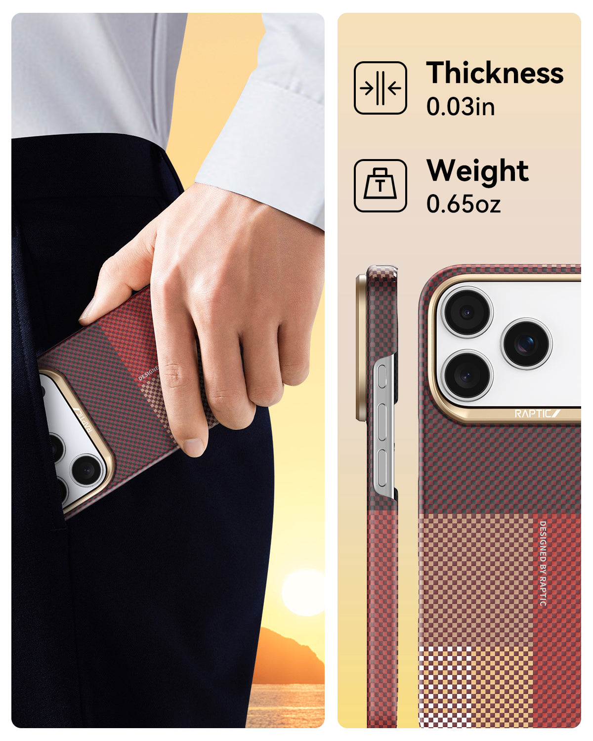 Raptic Aramid Skin-Origin for iPhone17 Pro-Sky