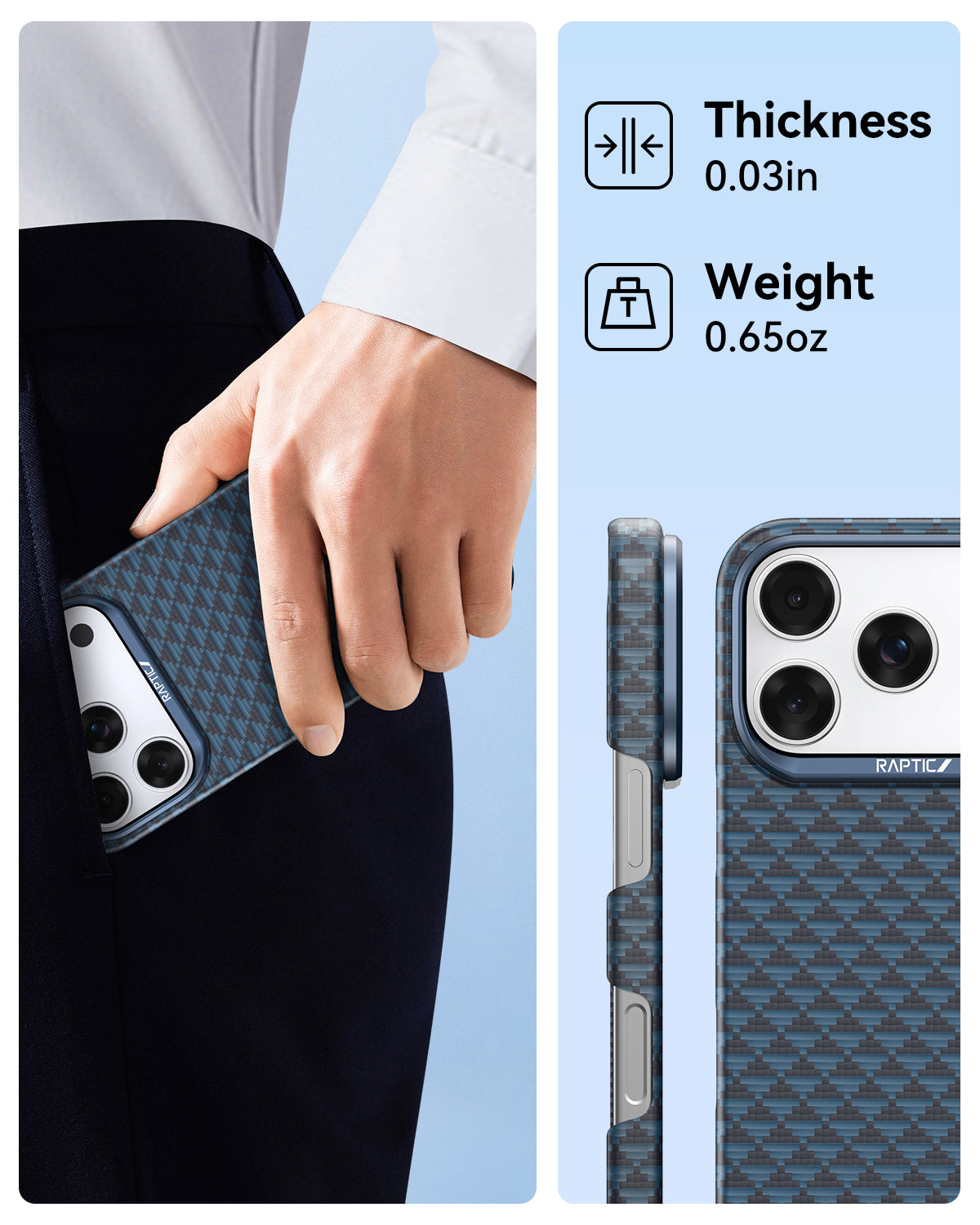 Raptic Aramid Skin-Origin for iPhone 17 Pro Max - profound