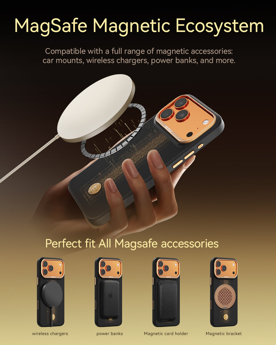 Raptic Aramid Fortune Dual Case for iPhone 17 Pro Max-24K Gold Dipped
