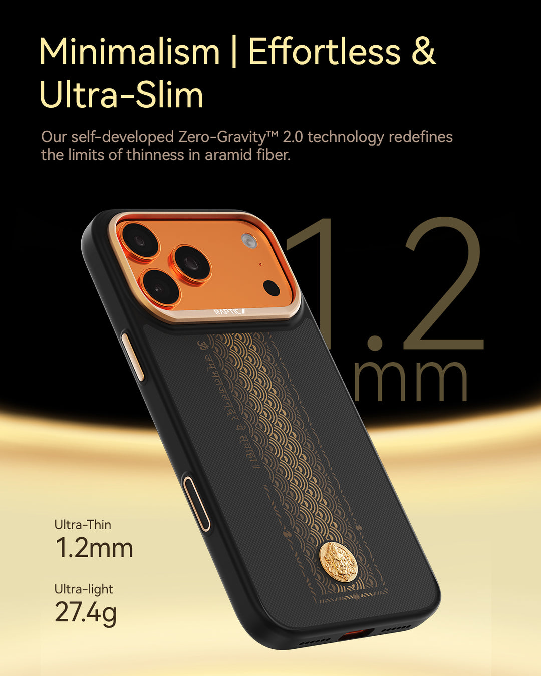 Raptic Aramid Fortune Dual Case for iPhone 17 Pro Max-24K Gold Dipped