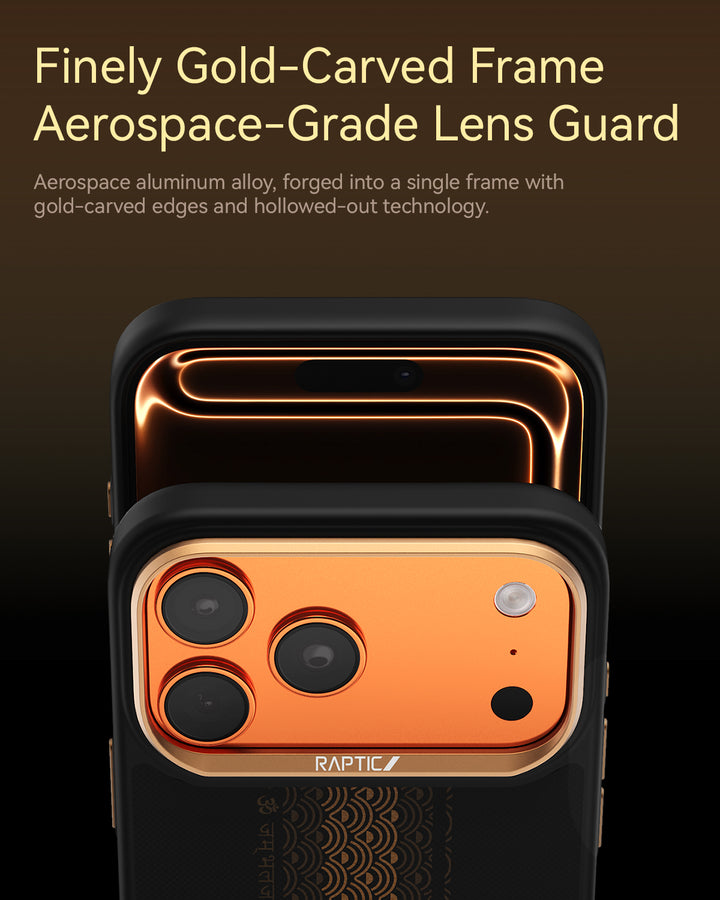 Raptic Aramid Fortune Dual Case for iPhone 17 Pro Max-24K Gold Dipped