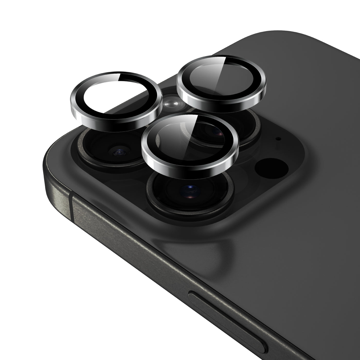 Raptic iPhone Camera Lens Protector Clear/Black for iPhone 15 Pro/iPhone 15 Pro Max
