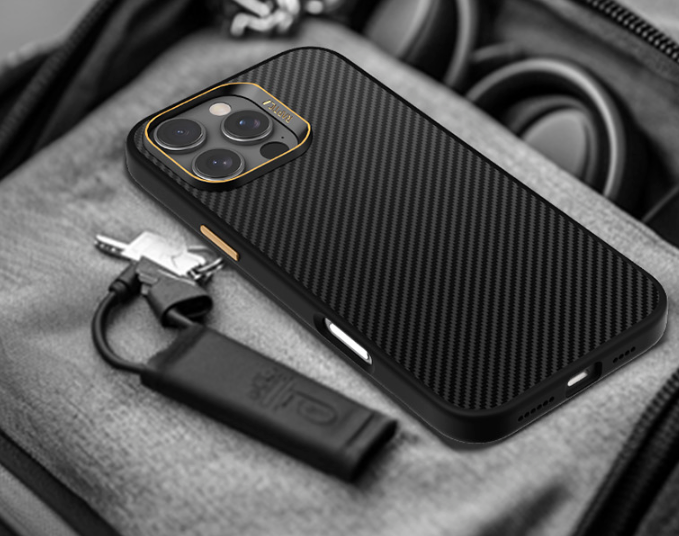 iPhone 16 Pro ケース - アラミド繊維保護 - MagSafe 対応 - ブラック