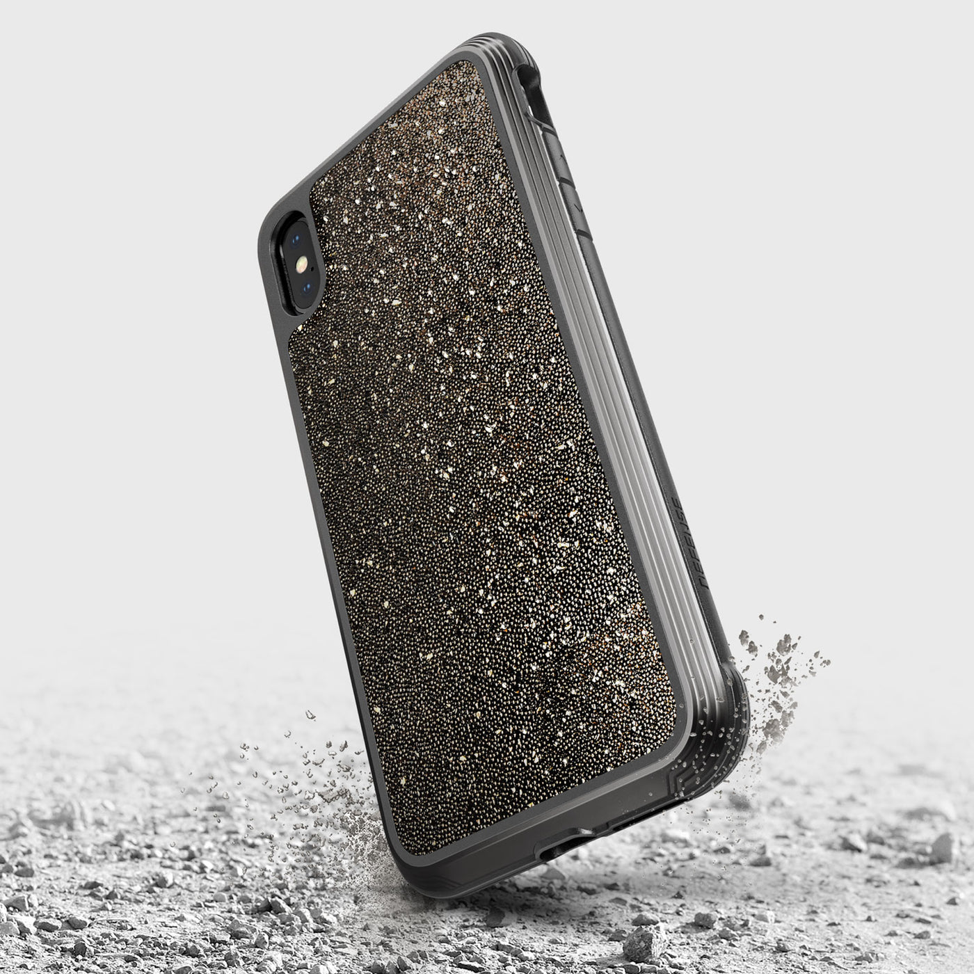 Luxurious Case for iPhone XS Max. Raptic Lux in dark glitter.