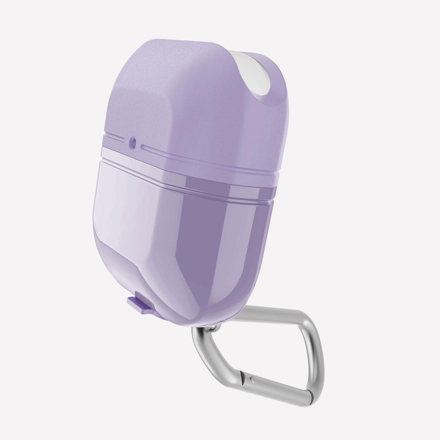 Soft silicone and TPU protective Case for AirPods with carabiner. Raptic journey in purple.#color_purple