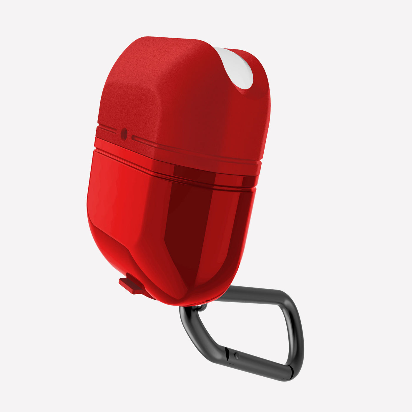 Soft silicone and TPU protective Case for AirPods with carabiner. Raptic journey in red.#color_red