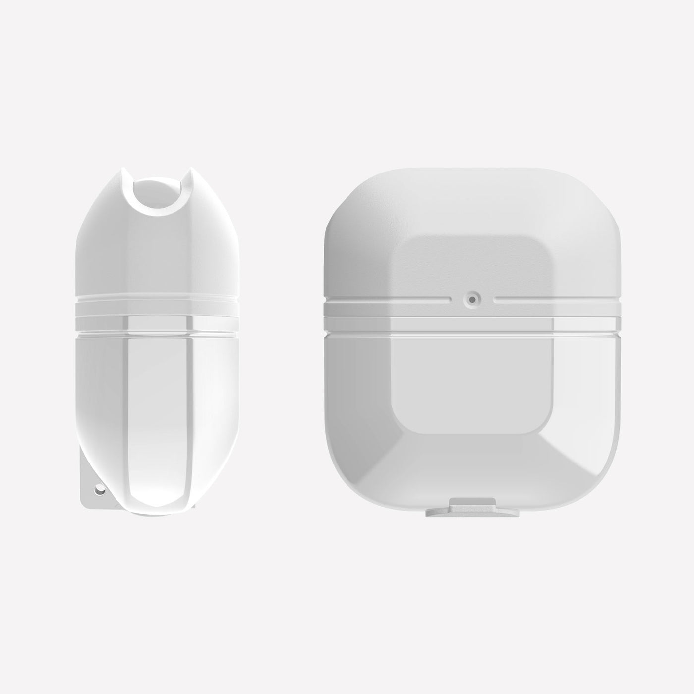 Soft silicone and TPU protective Case for AirPods with carabiner. Raptic journey in white.#color_white