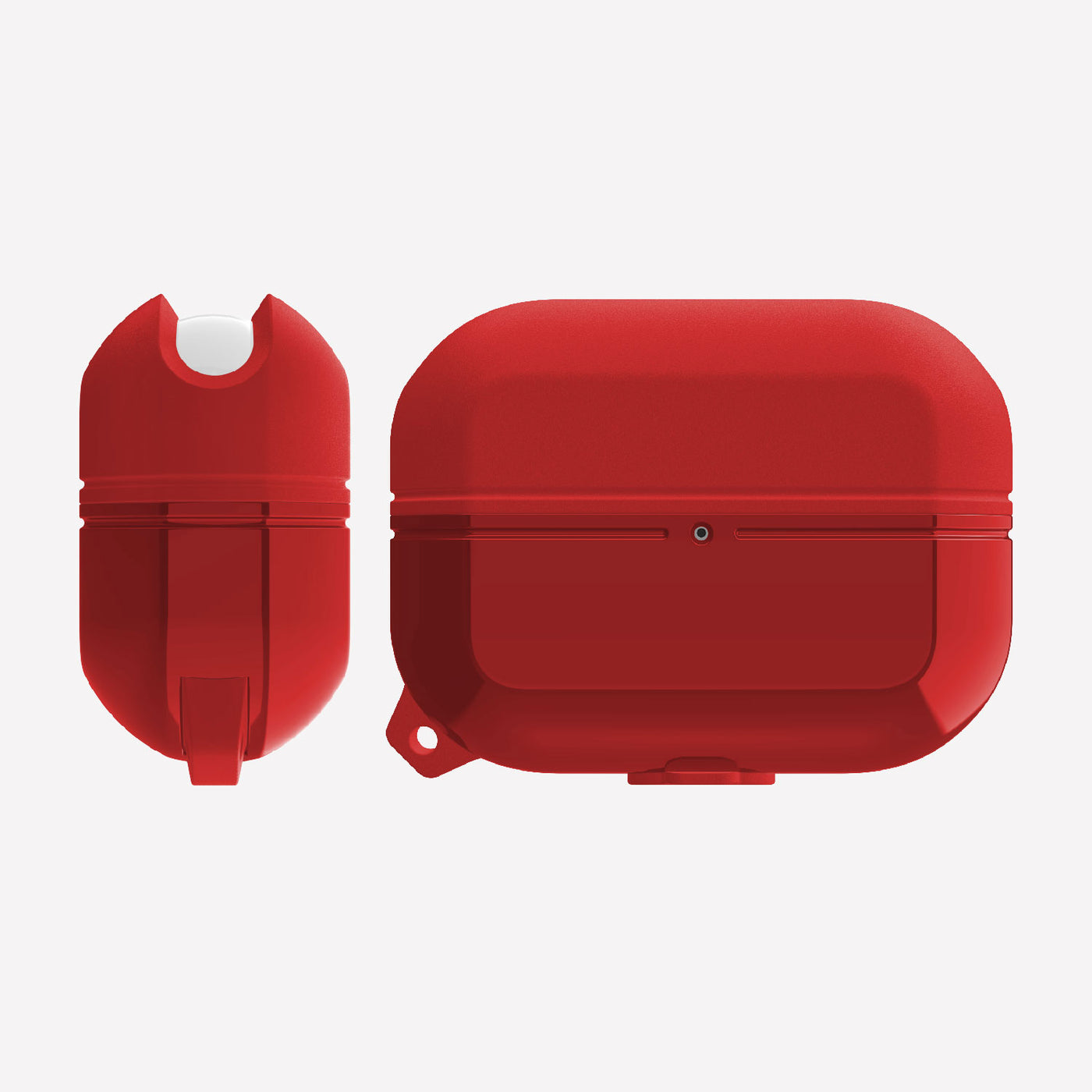 Soft silicone and TPU protective Case for AirPods Pro with carabiner. Raptic journey in red.#color_red