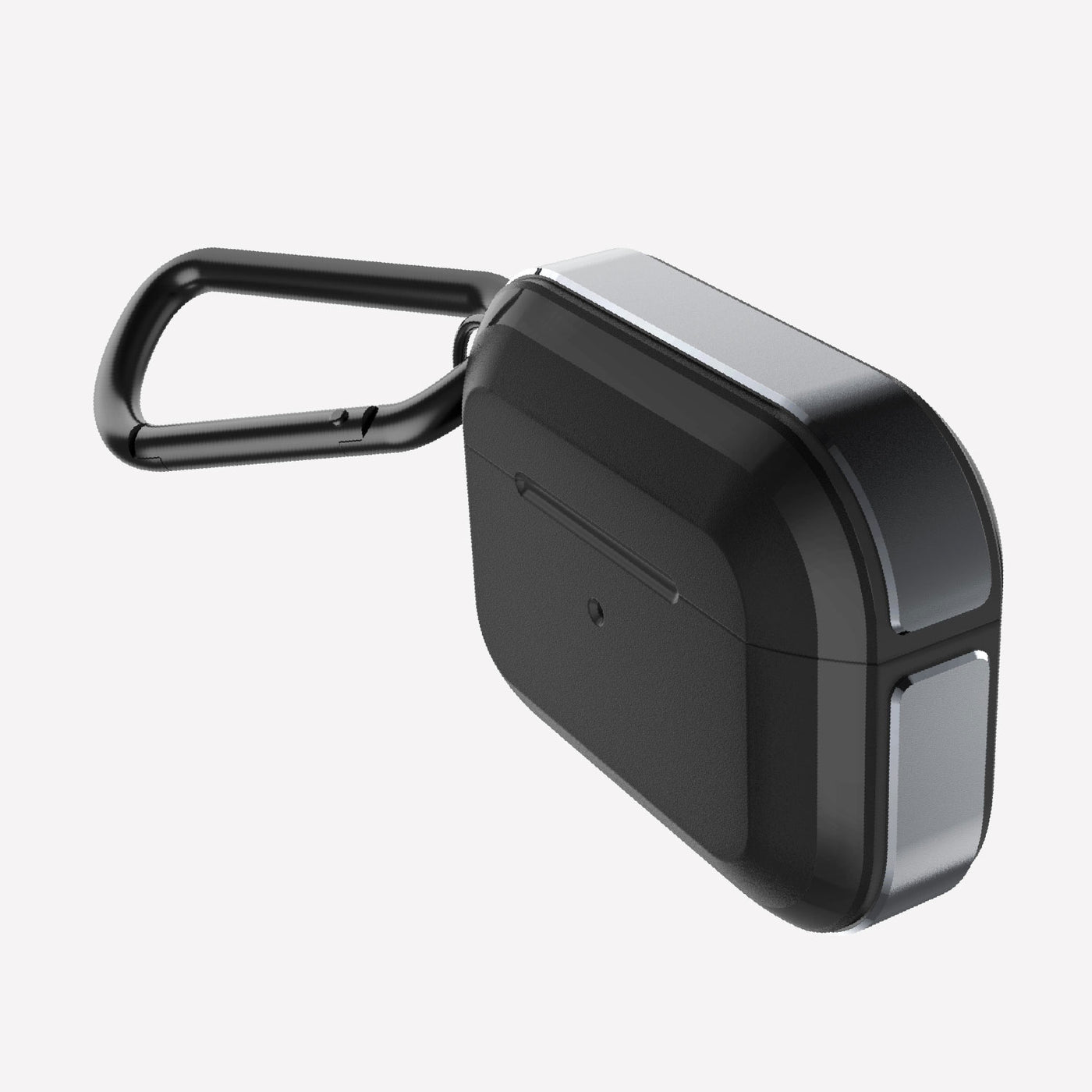 Anodized aluminum protective Case for AirPods Pro with carabiner. Raptic trek in black. #color_black