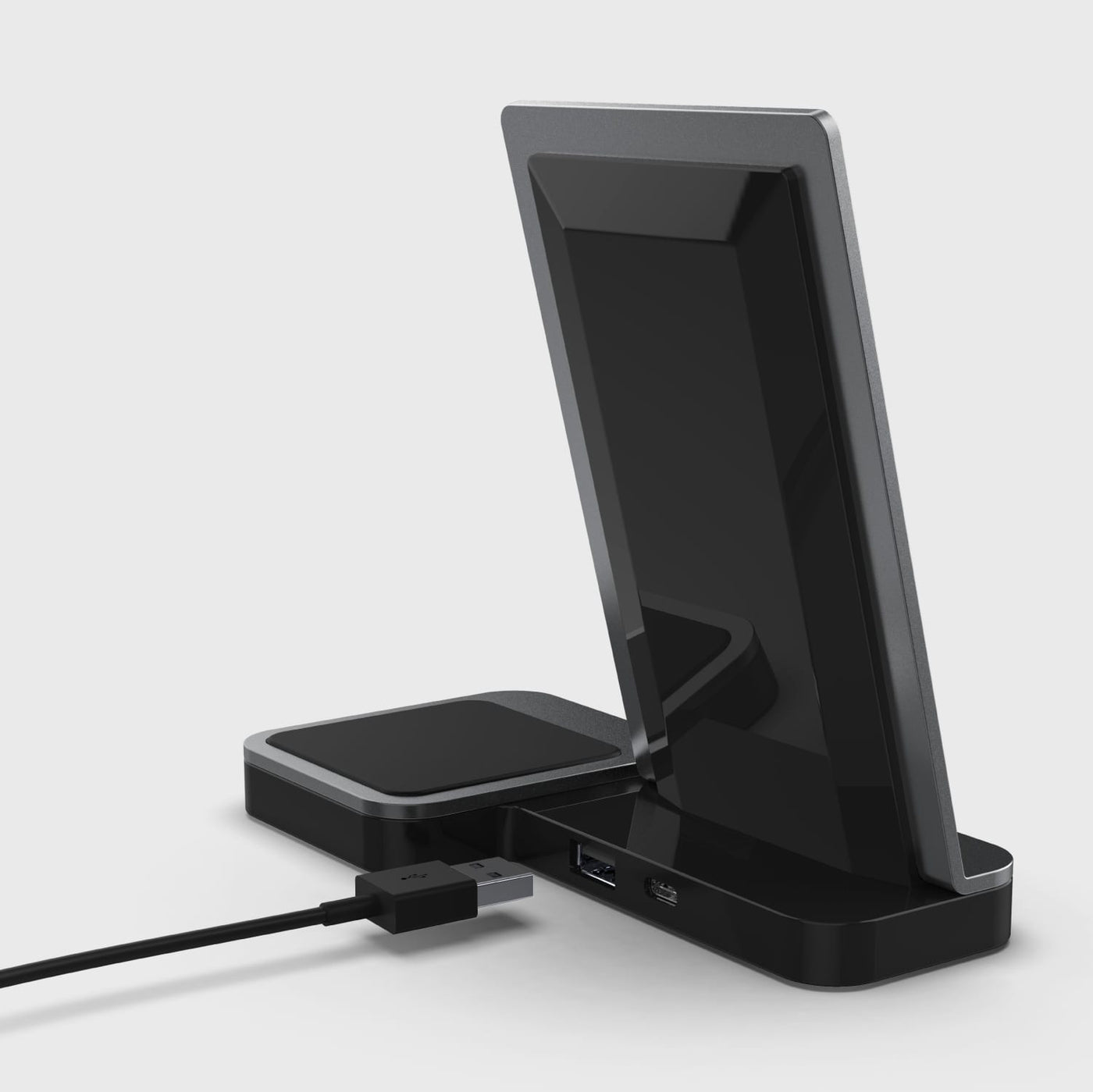 10W Wireless Qi Charger with 2 spots to recharge your iPhone and AirPods simultaneously. Raptic Duo in black. 