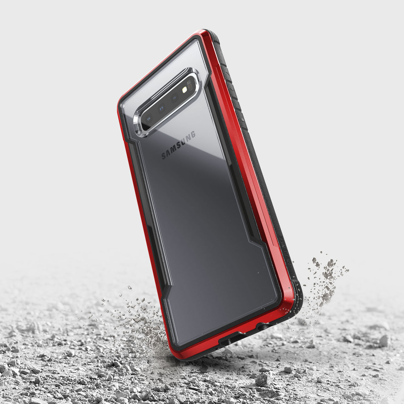 Rugged Case for Samsung Galaxy S10. Raptic Shield in red.#color_red