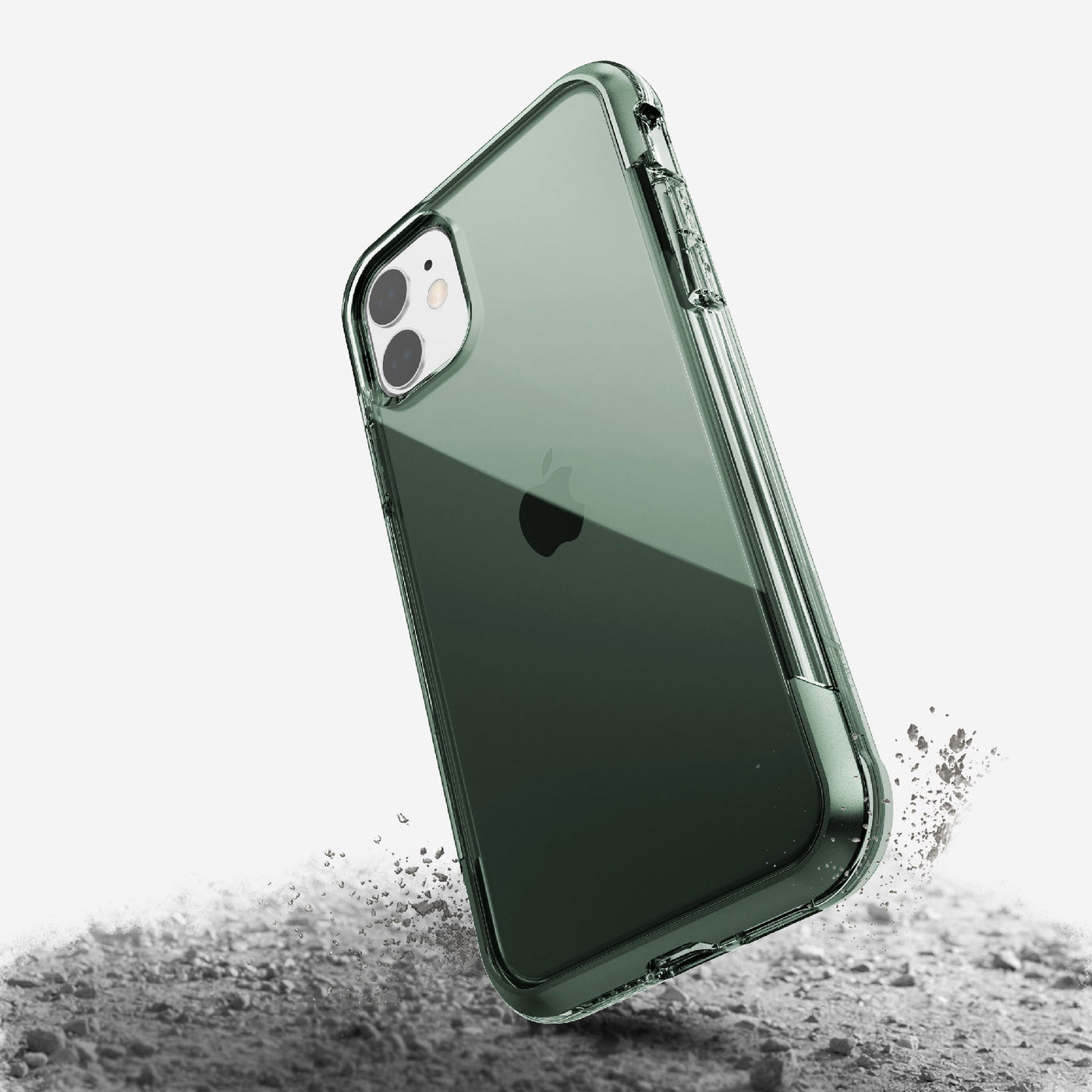 Transparent Case for iPhone 11. Raptic Air in green.#color_midnight-green