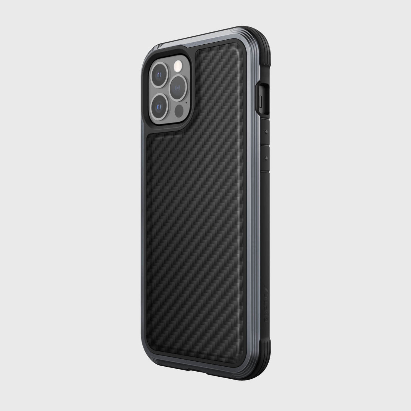 Luxurious Case for iPhone 12 Pro Max. Raptic Lux in black carbon fiber.