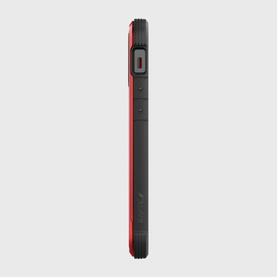 iPhone 13 Mini in Raptic Shield case - color red - left side #color_red