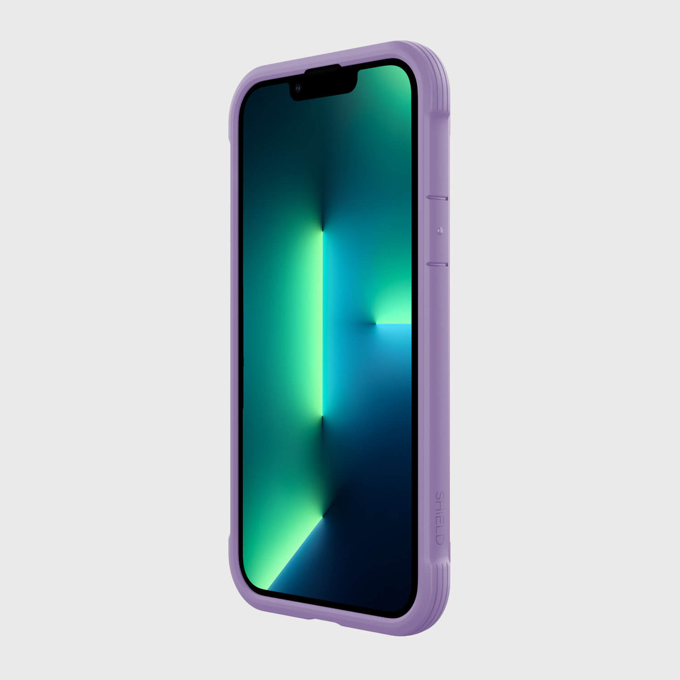 iPhone 13 Pro in Raptic Shield case - color purple - front angle #color_purple