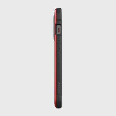 iPhone 13 Pro in Raptic Shield case - color red - left side #color_red
