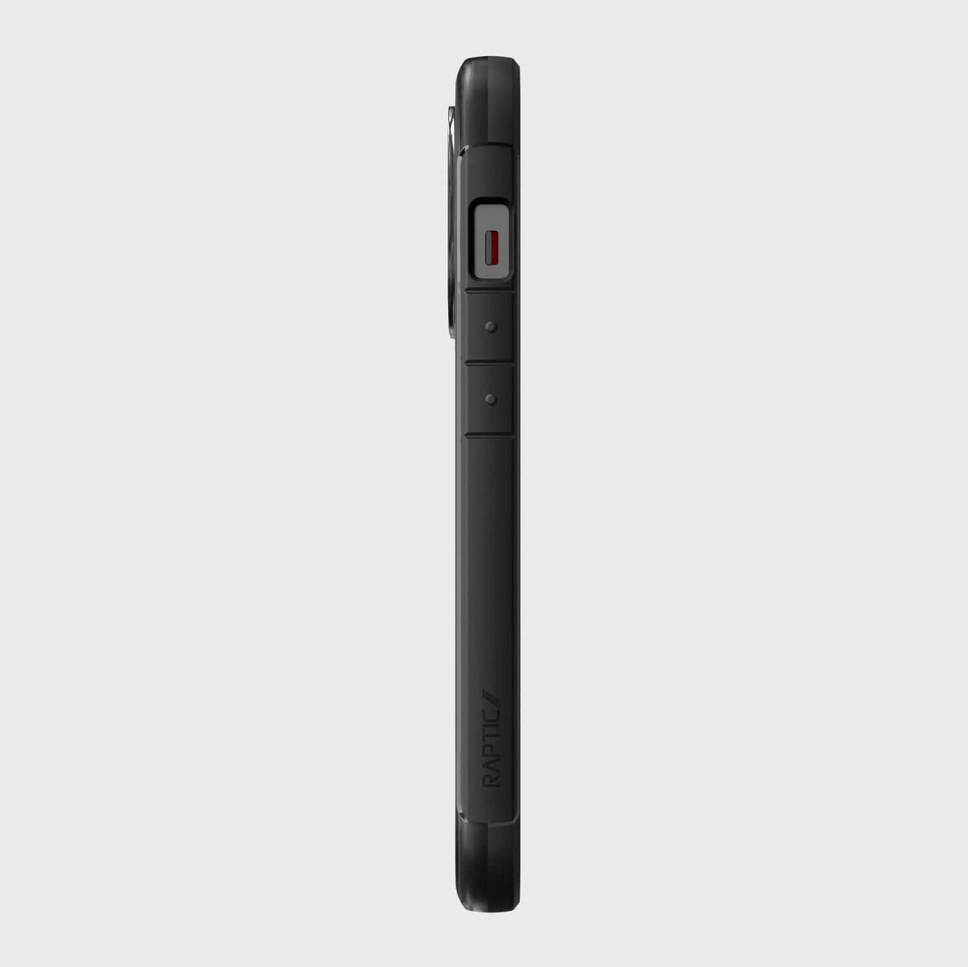 iPhone 13 Pro in Raptic Terrain case - color black - left side #color_black