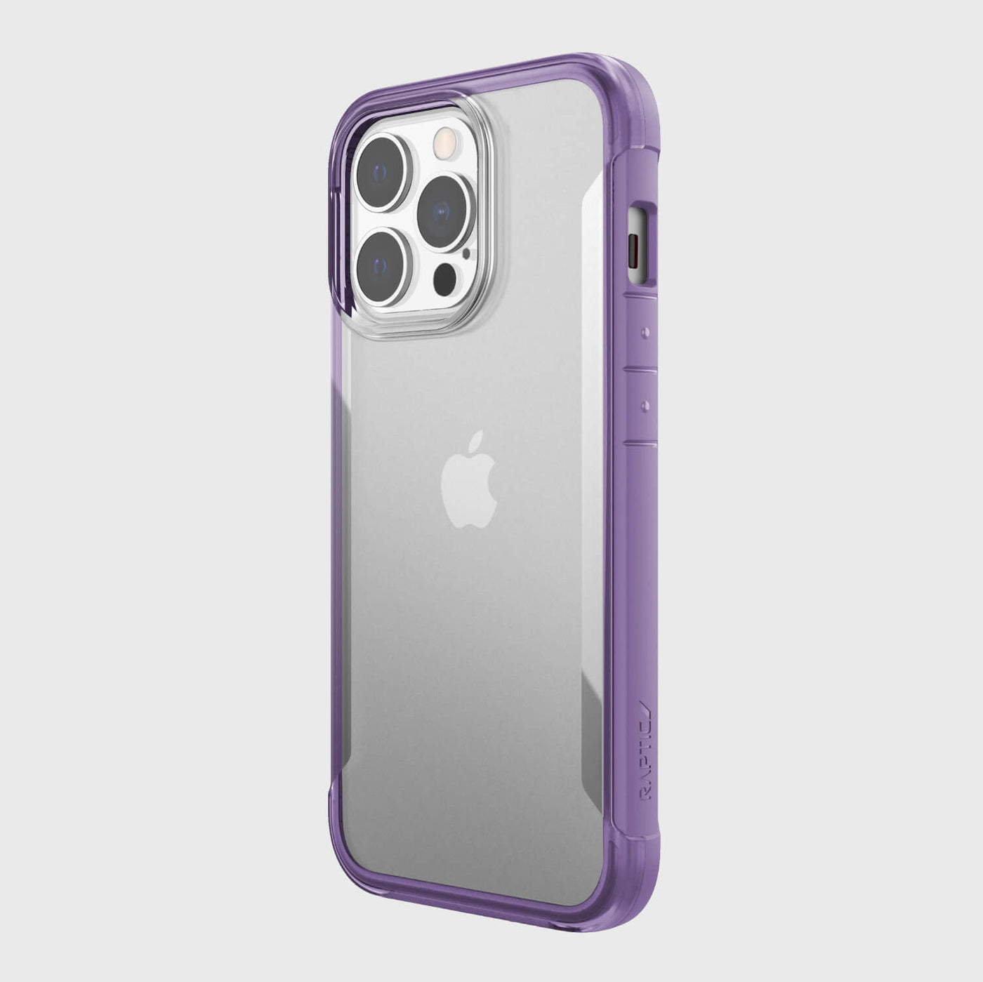 iPhone 13 Pro in Raptic Terrain case - color purple - back angle #color_purple