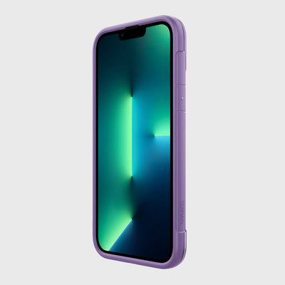 iPhone 13 Pro Max in Raptic Terrain case - color purple - front angle #color_purple