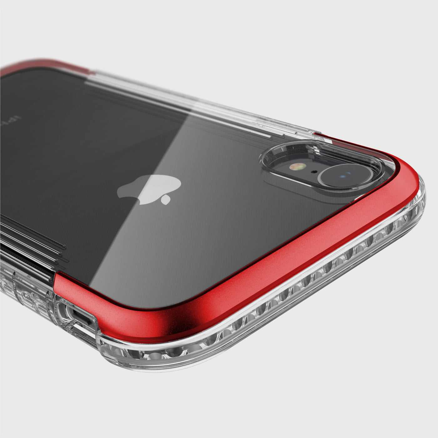 Transparent Case for iPhone XR. Raptic Air in red.#color_red