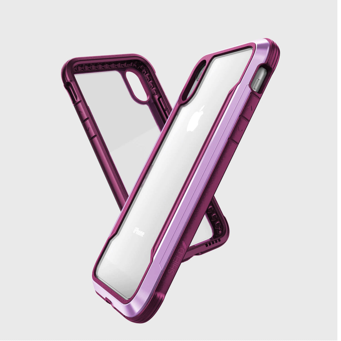 Rugged Case for iPhone XR. Raptic Shield in purple.